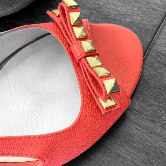 Michael Kors Hot Red Sandals Leather Heels Size 6 - Picture 8 of 14